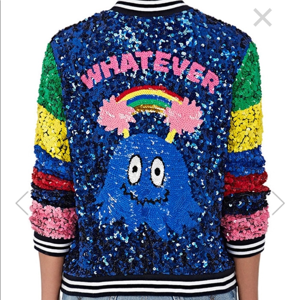 MIRA MIKATI "Whatever" Sequined Silk Bomber Jacket